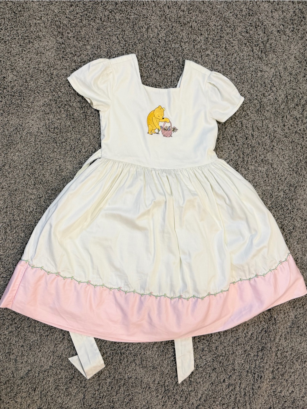 Girls Disney Pink and White Winnie the Pooh embroidered Party Dress, size 7-8 - Picture 1 of 14